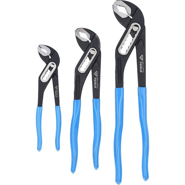 Drei Wasserpumpenzangen in verschiedenen Größen.