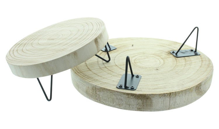 FRANK FLECHTWAREN|Baumscheibe Natur, 2er Set, 16 x 16 x 7 cm, 24 x 24 x 7,5 cm, HOLZ, METALL