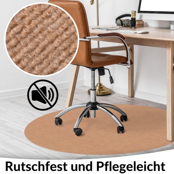 Bodenschutzmatte NEMESIS selbsthaftend für Hartboden Karamell Rund: 120cm