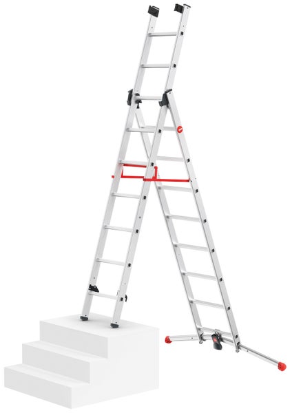 Mehrzweckleiter aus Aluminium von Hailo, auf Treppe stehend