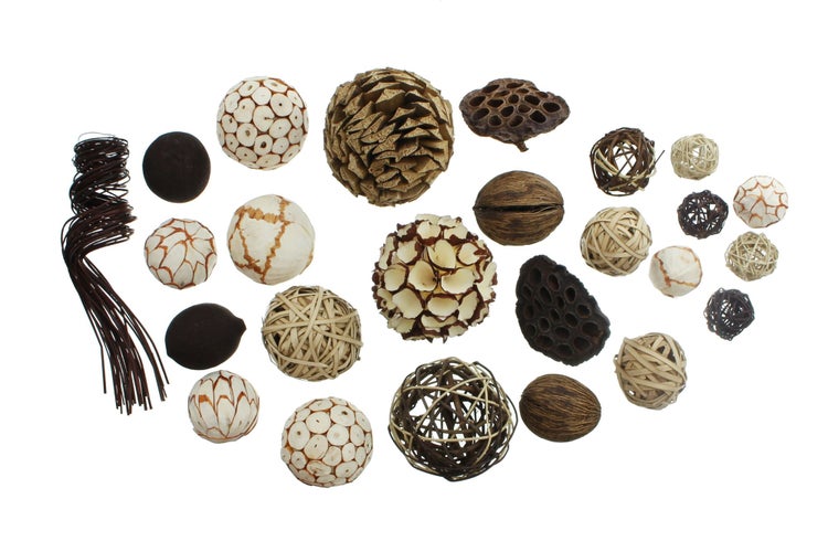 FRANK FLECHTWAREN | Deko-Set Naturkugel, 25tlg., NATURMATERIALIEN, Ø 4 cm - 10 cm