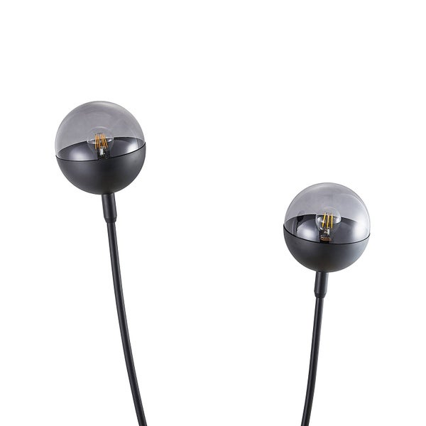 Lucande Stehlampe Dustian (Design, Modern) in Schwarz aus Glas (2 flammig E27) - Design Stehleuchte Floor Lamp Standleuchte Wohnzimmerlampe Wohnzimmerleuchte