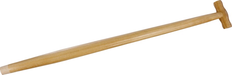 Spatenstiel aus Holz mit T-Griff für Gartengeräte.