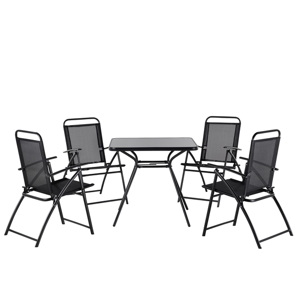Gartenmöbel Set 4-Sitzer LIVO Metall Schwarz