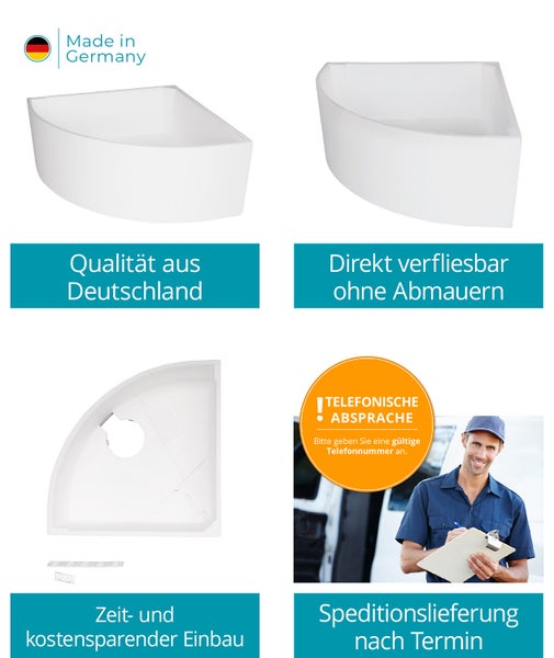 Calmwaters® Wannenträger 140 x 140 cm Original, Passend für Eck-Badewanne 140x140 cm, Styroporträger, Schall- und wärmedämmend, Direkt verfliesbar, Badewannenträger in Weiß, 03AX2458