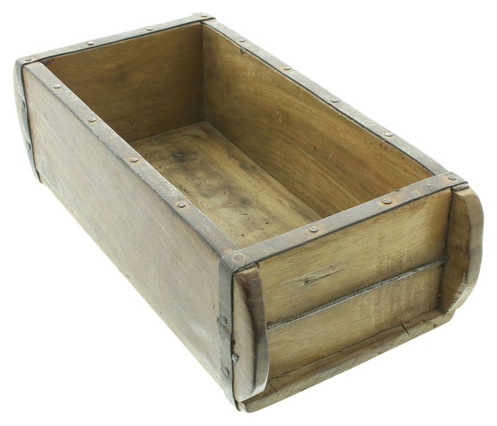FRANK FLECHTWAREN | Dekobox Ziegelform, HOLZ, METALL, 30 x 14 x 9 cm
