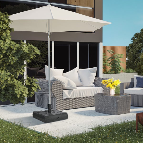 Outsunny Sonnenschirmständer bis 40 kg befüllbar Schirmständer mit Griff, Quadratisch Schirmhalter, Schirmgewicht, Ständer für Sonnenschirm Ø32/38/48 mm, für Balkon, Terasse, Garten, Schwarz