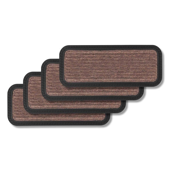 Drei braune Treppenmatten mit rutschfester Unterseite