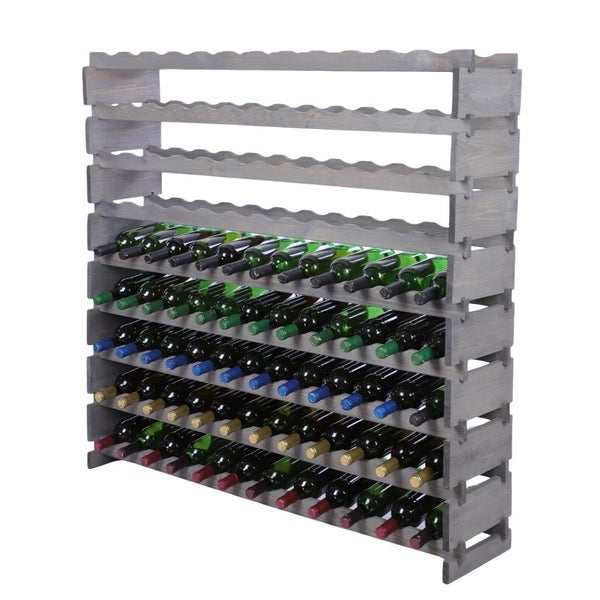 Weinregal VINOTECA FLEX PRO HxBxT 121x123x28cm 108 Flaschen auf 9 Ebenen Massives Kiefernholz Grau
