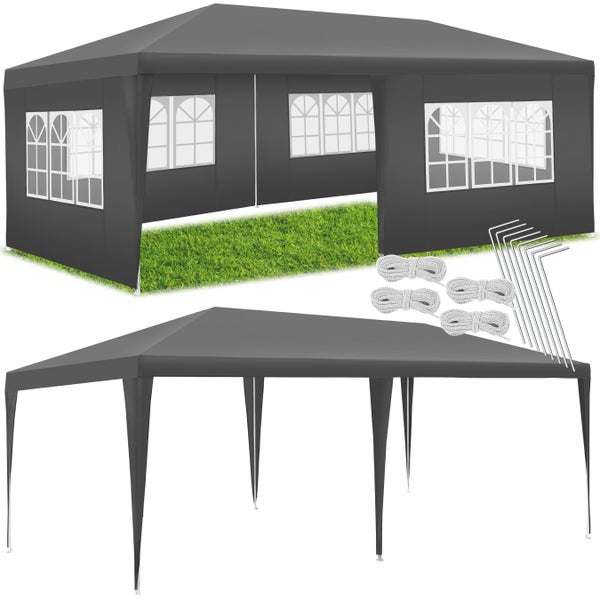 Pavillon tectake Vivara inklusive Spannseile und Heringe 6 x 3 m grau