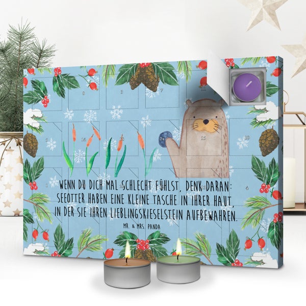 Mr. & Mrs. Panda Duftkerzen Adventskalender Otter Stein - Blau Pastell