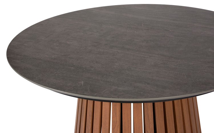 Max Gartentisch Ø115cm Teak, grau. 115 X 115 X 73 cm