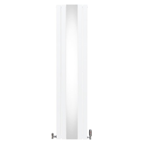Heizkörper mit Spiegel & Chrom Thermostatventile - 1800mm x 425mm – Weiß