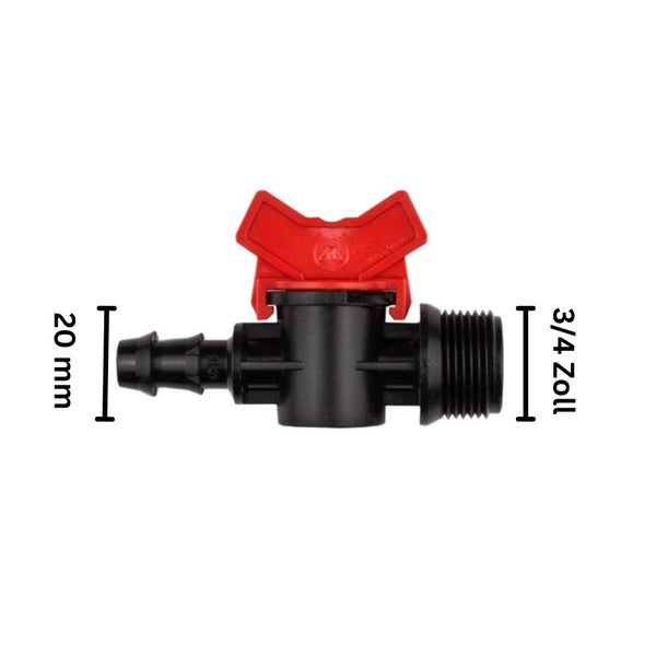 Absperrhahn 20 mm PE x 3/4 AG – Absperrventil PE-Rohr