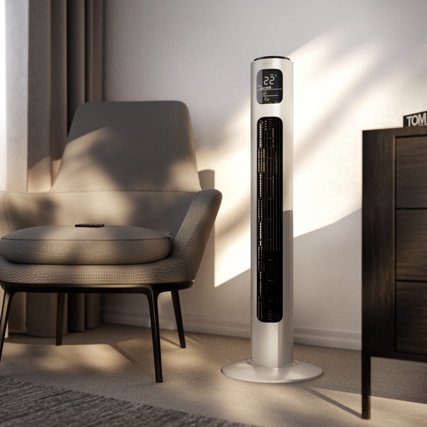 Brandson Turmventilator mit Fernbedienung, Säulenventilator mit 3 Leistungsstufen, Oszillation 60°, 96 cm, Standventilator, 96 cm, Ventilator, GS