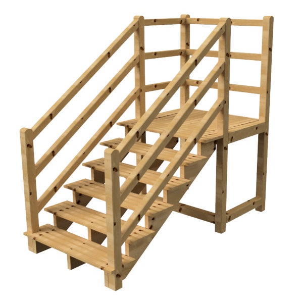 Holztreppe mit Geländer für den Gartenbereich