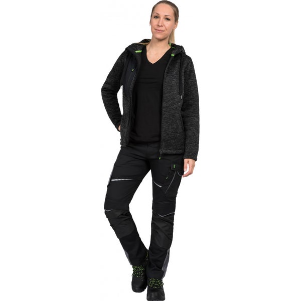 Leibwächter Fleece Strickjacke Arbeitsjacke schwarz meliert Gr. L Unisex