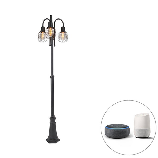 Smarte Außenlampe schwarz 3-Licht IP44 inkl. Wifi ST64 - Guardado