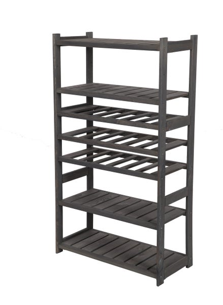 PROREGAL Weinregal SPREEWALD HxBxT 124x70x33cm 18 Flaschen auf 3 Ebenen + 4 Ablagen Massives Kiefernholz Grau geölt