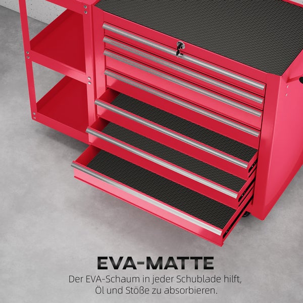 Werkstattwagen mit Schubladen und EVA Schaumeinlagen zum Schutz vor Öl und Stößen