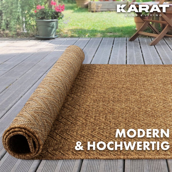 FLOORDIREKT Outdoorteppich - Wetterbeständiger Außenteppich - Cheron - Braun - 80 x 150 cm