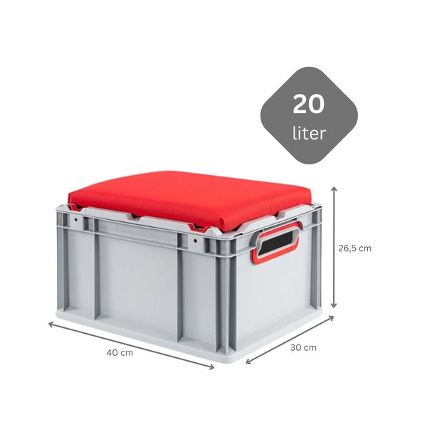 PROREGAL SparSet 6 x Eurobox NextGen Seat Box Rot HxBxT 26,5 x 30 x 40 cm 20 Liter Griffe Offen Eurobehälter Sitzbox Transportbox