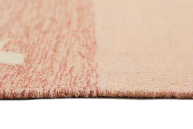 Kelim Teppich Rosa meliert aus Wolle Soleil Green Looop 80x300 cm