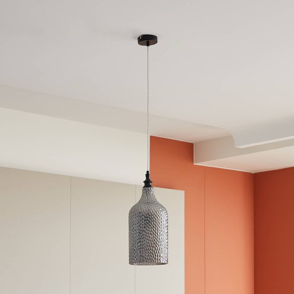 Lindby Pendelleuchte Drakar (Retro, Vintage Antik) in Alu aus Glas (1 flammig E27) - Hängelampe Esstischlampe Hängeleuchte Wohnzimmerleuchte