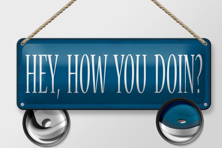 Blechschild Spruch 27x10cm hey how you doin Dekoration
