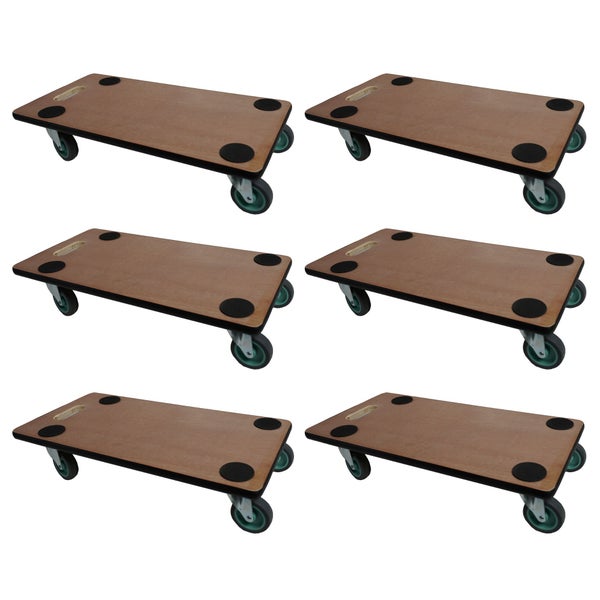 PROREGAL MegaDeal 6x Transportroller 4 Rollen HxBxT 11,5x30x60 cm Traglast 200kg Sperrholzplatte