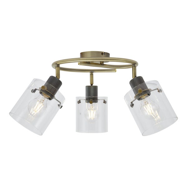 Deckenleuchte mit drei Lampen und Glasschirmen