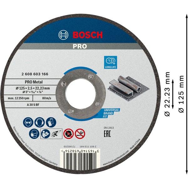 Bosch Trennscheibe, 180 x 3 x 22,23 Millimeter, geeignet für Edelstahl