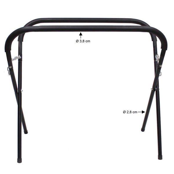 Zusammenklappbarer Gerüstbock mit einem Durchmesser von 3,8 cm oben und 2,8 cm unten.