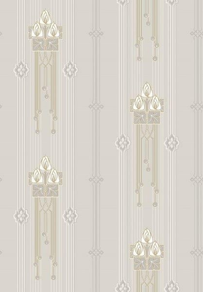 Borastapeter Tapete Blumenmuster im Jugendstil Beige und Weiß - 53 cm x 10.05 m - 660011