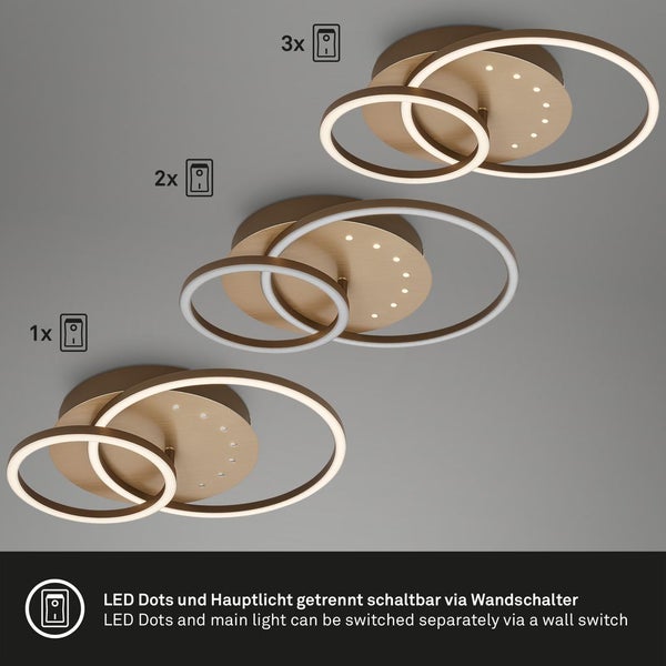 LED ceiling light with LED dots,brown-gold,LED/26W