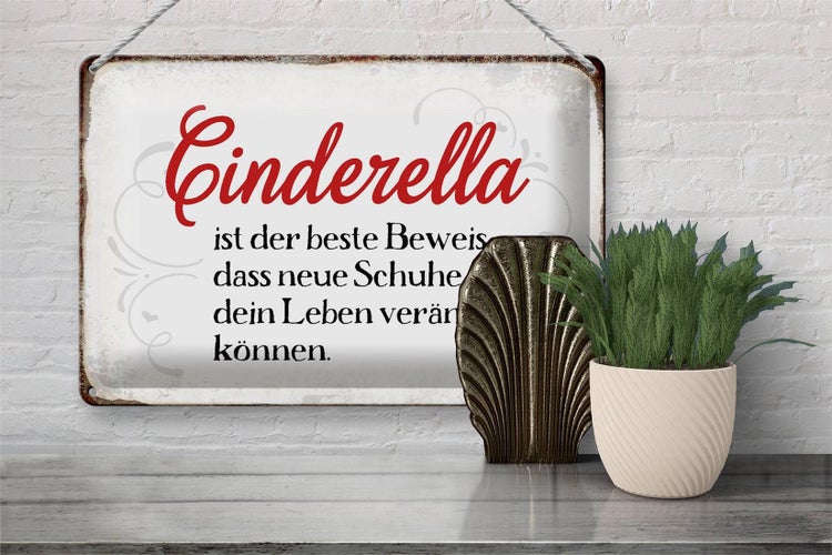 Blechschild Spruch 30x20cm Cinderella beste Beweis Schuhe