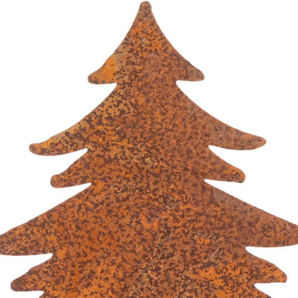 Tannenbaum aus Metall mit Edelrost-Patina.