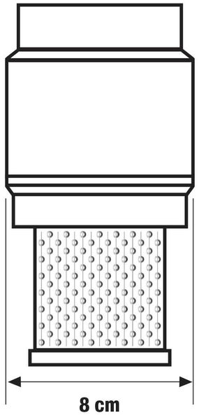 Maßzeichnung eines Filters mit einer Breite von 8 Zentimeter.