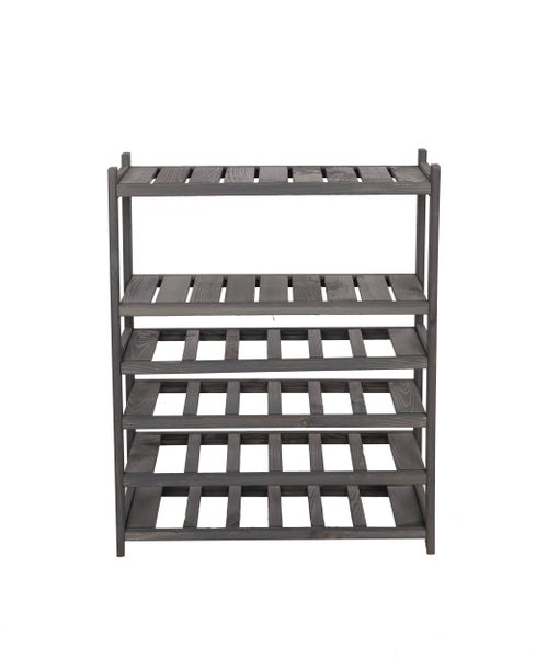 PROREGAL Weinregal SPREEWALD HxBxT 86x70x33cm 24 Flaschen auf 4 Ebenen + 2 Ablagen Massives Kiefernholz Grau geölt