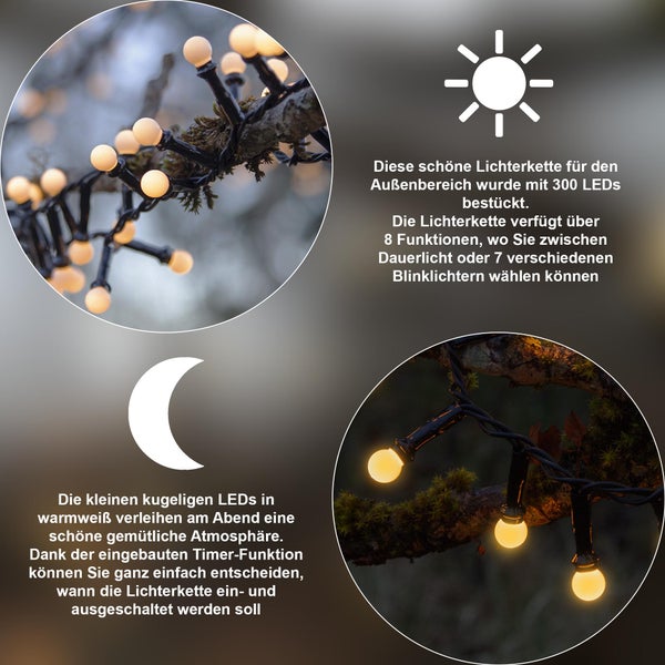 LED Lichterkette mit Kugelform für den Außenbereich
