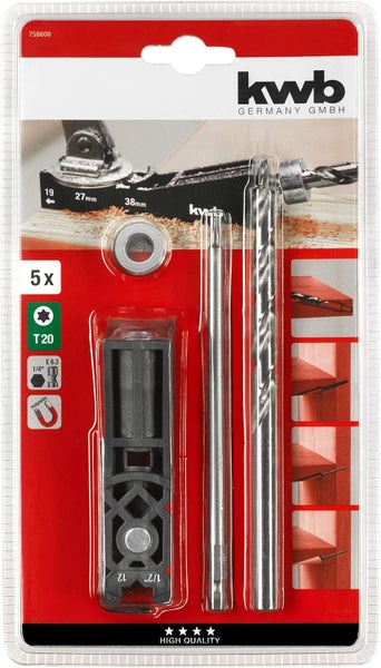 OUKANING Taschenloch-Bohrvorrichtung Set – Für Holzbearbeitung, 12-45 Mm Plattendicke