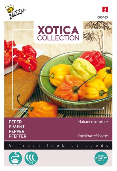 Samenpackung mit verschiedenen Habanero-Pfeffersorten von Buzzy Seeds