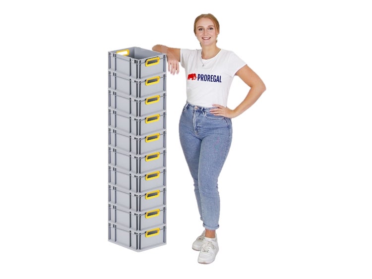 PROREGAL Eurobox Nextgen Color HxBxT 17 x 30 x 40 cm 16 Liter Griffe Gelb Offen Glatter Boden Eurobehälter Transportbox