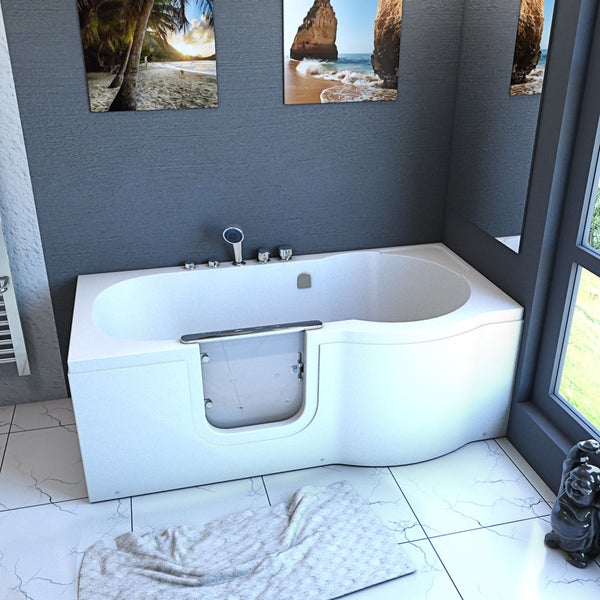 Sitzbadewanne Senioren Wanne Sitzwanne mit Tür S12-EH-AIR-L 170x85cm
