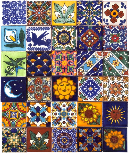 Mexikanische Mosaik Fliesen 5x5 Saburo - Handgefertigte Keramikmosaik für Küche, Küchenrückwand | Keramikfliesen-Packung enthält 120 Wandfliesen