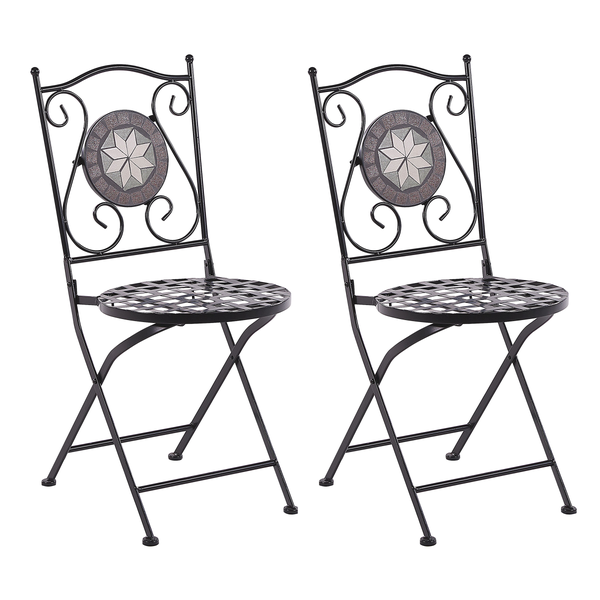 Gartenstuhl 2er Set CARIATI Metall Schwarz