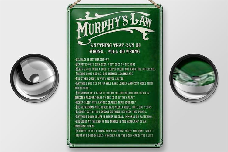 Blechschild Spruch 20x30cm Murphy's Law Anything That Can