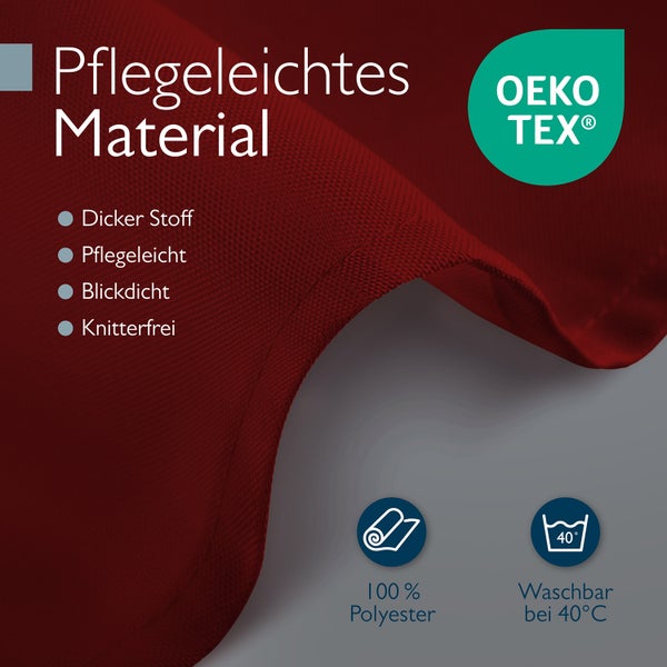 Pflegeleichtes Material aus dickem Stoff, pflegeleicht, blickdicht und knitterfrei, aus 100 Prozent Polyester, waschbar bei 40 Grad mit Öko-Tex Siegel