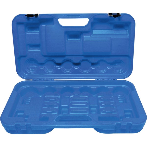 Schubladeneinsatz mit Werkzeugen wie Schraubendrehern, Cuttermessern, einer Säge und Kleinteilen wie Schrauben und Distanzstücken.