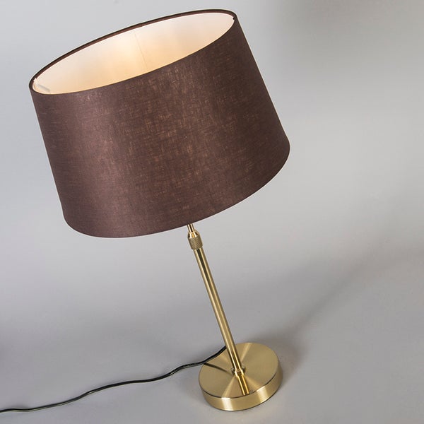 Tischleuchte mit Stoffschirm und Metallfuß